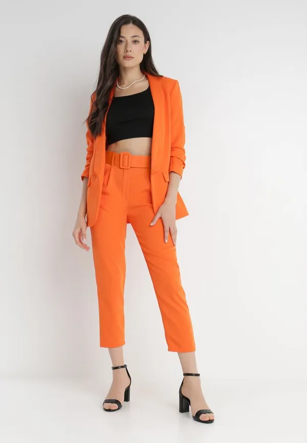 Pomarańczowe Spodnie z Paskiem Ioleina