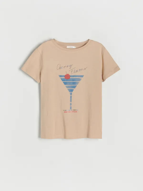T-shirt regular - Beżowy