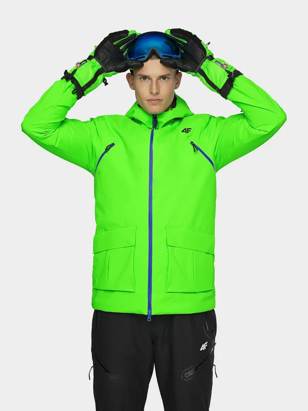 Kurtka narciarska męska KUMN162 - zielony neon