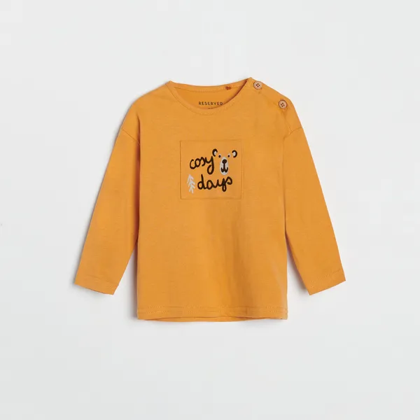 Bawełniana koszulka z aplikacją - Pomarańczowy