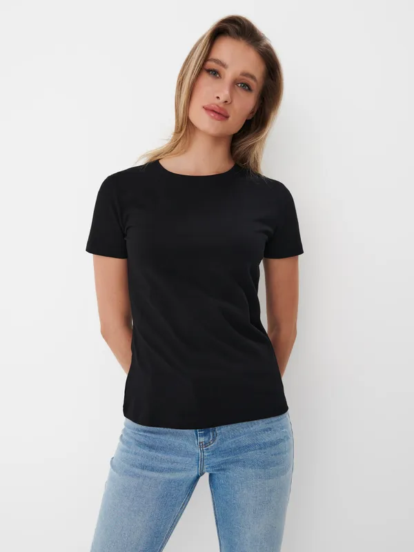 Czarny t-shirt z bawełny - Czarny