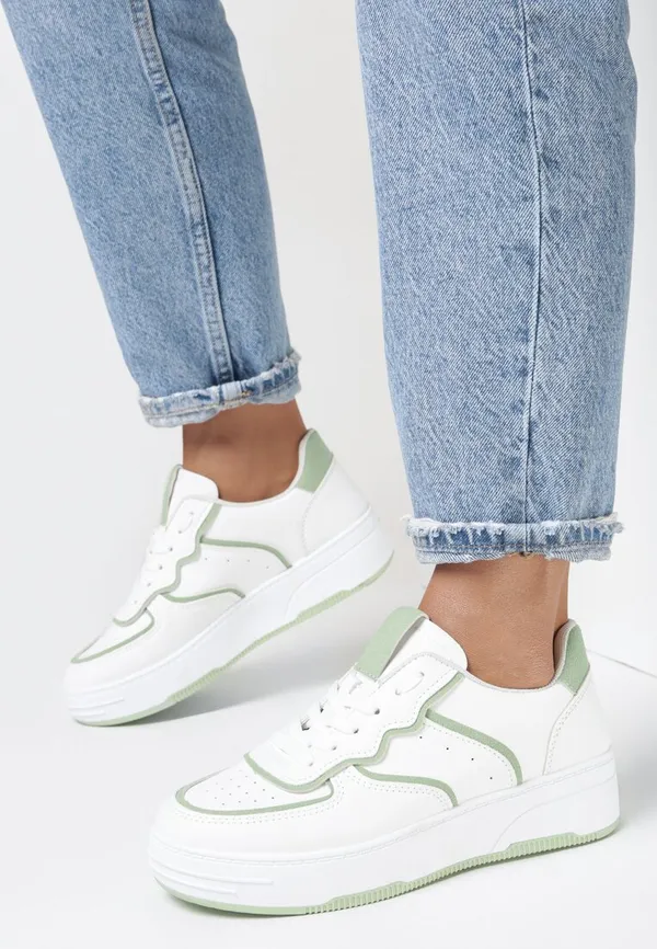 Biało-Zielone Sneakersy Salmi