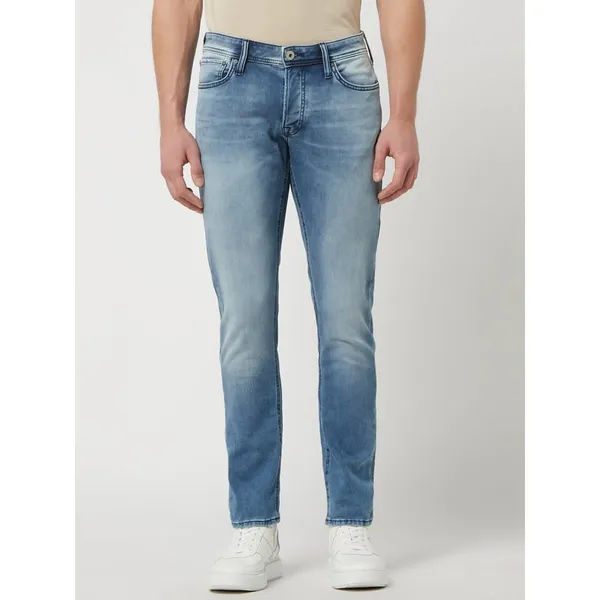 Jack & Jones Jeansy o kroju slim fit z dzianiny dresowej stylizowanej na denim model ‘Glenn’