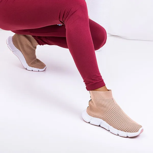 Beżowe damskie buty sportowe Pitly - Obuwie - Beżowy