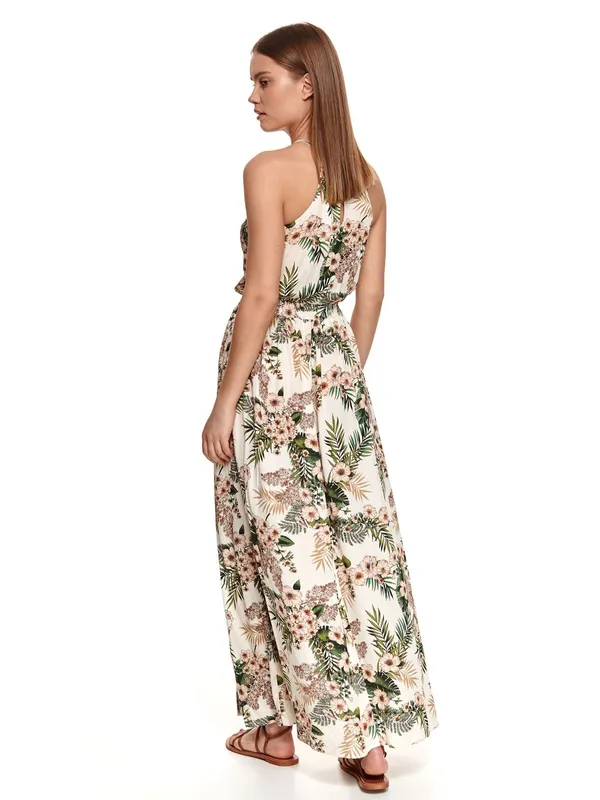 Długa sukienka w kwiaty, z dekoltem typu halter