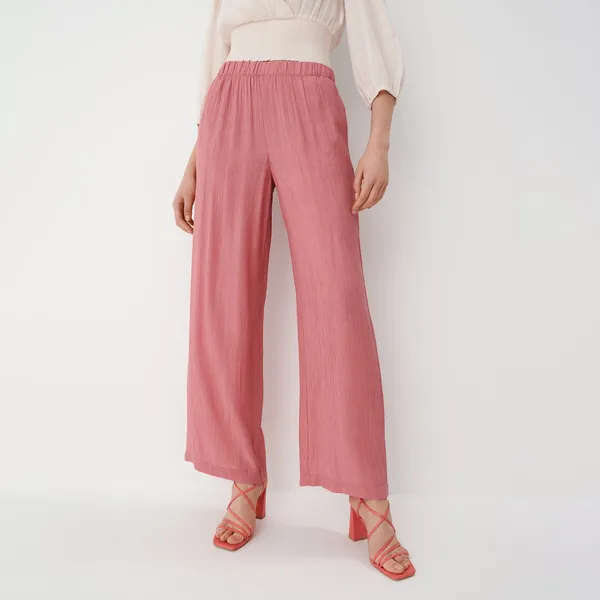 Spodnie z szeroką nogawką - Różowy
