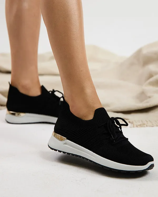 Tkaninowe czarne sportowe buty damskie Ferroni- Obuwie - Czarny
