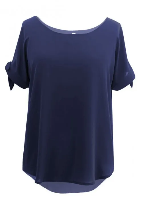 Granatowa szyfonowa bluzka - LARISS