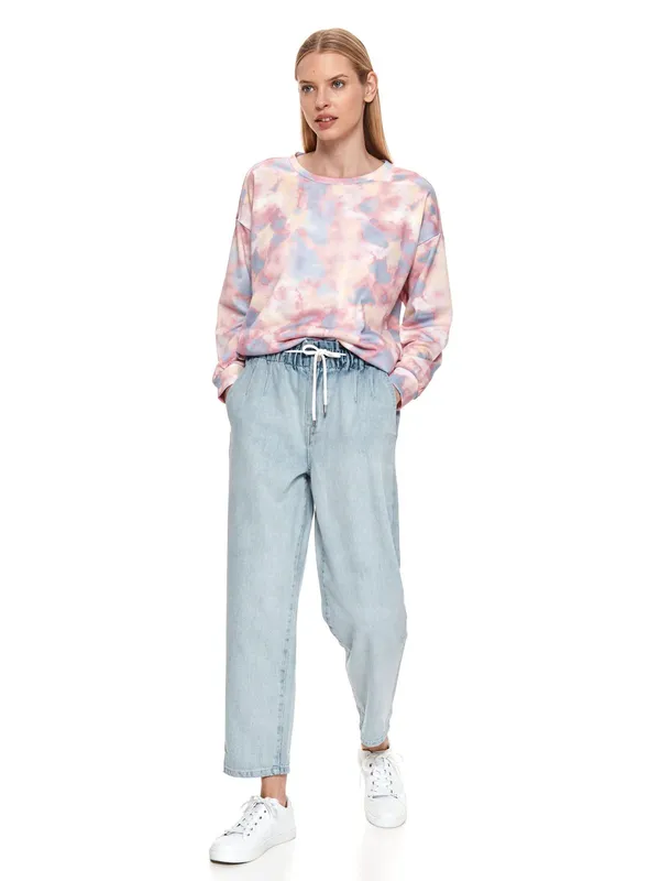 Luźne spodnie jeansowe z gumką w pasie