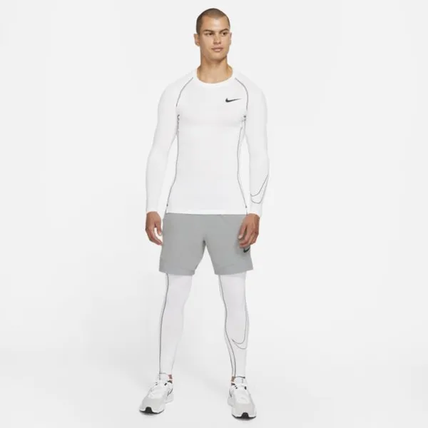Męska koszulka z długim rękawem i o przylegającym kroju Nike Pro Dri-FIT - Biel