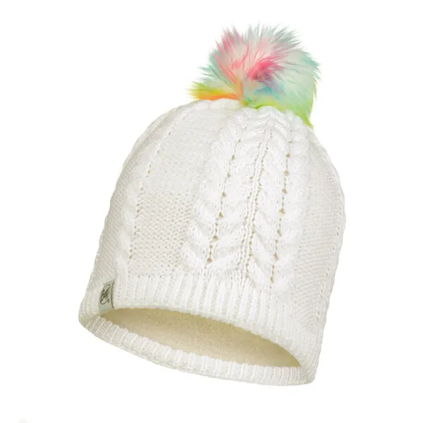 Dziewczęca czapka zimowa BUFF KNITTED & FLEECE HAT NINA WHITE - biała
