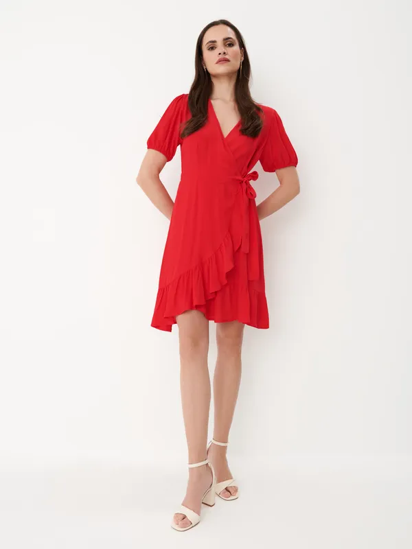 Sukienka mini z wiskozy - Czerwony