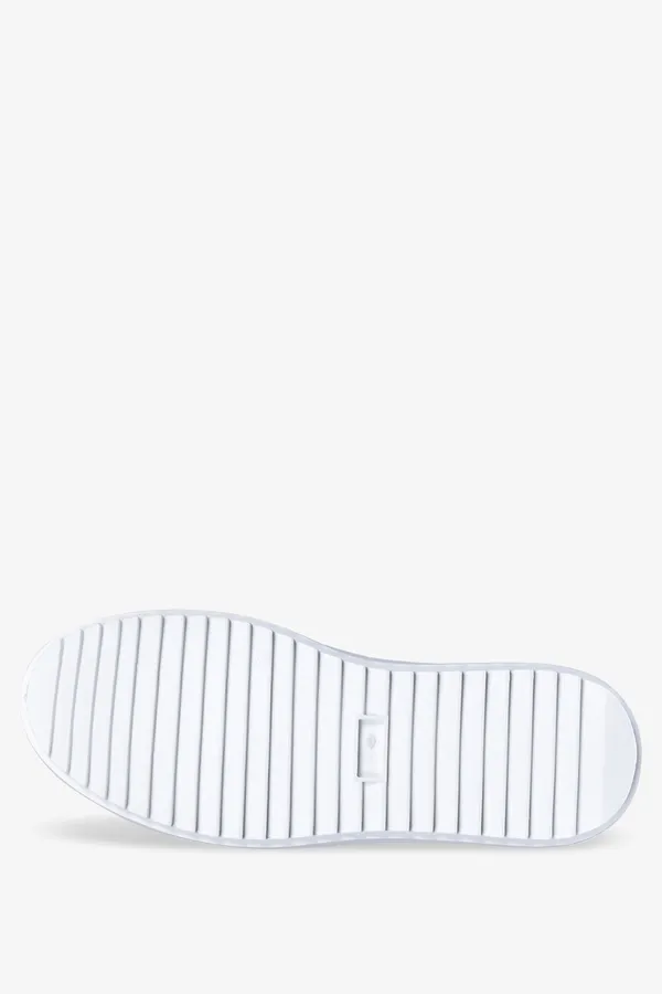 Białe sneakersy na platformie damskie buty sportowe sznurowane w groszki casu sx81