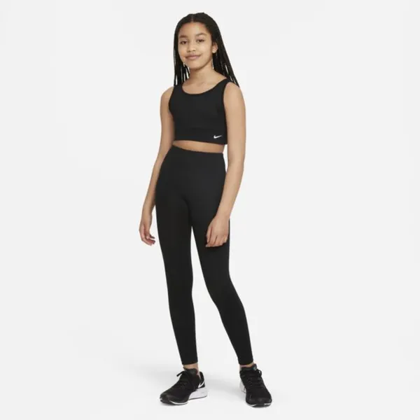 Stanik sportowy dla dużych dzieci (dziewcząt) Nike Dri-FIT Swoosh Luxe - Czerń