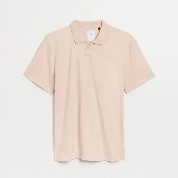 Fioletowa koszulka polo z gładkiej różowa - Różowy