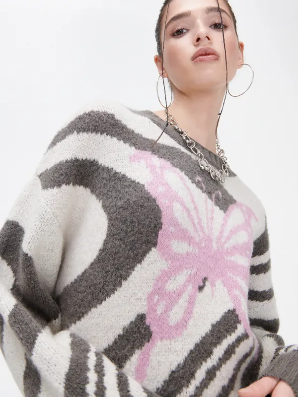 Multikolorowy sweter oversize