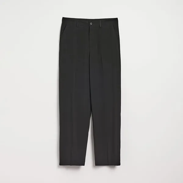 Czarne spodnie wide leg z zakładkami - Czarny