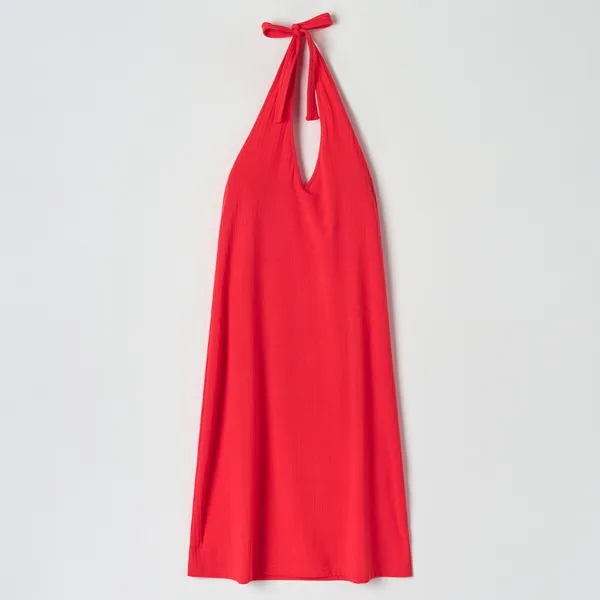 Sukienka mini z wiązaniem - Pomarańczowy