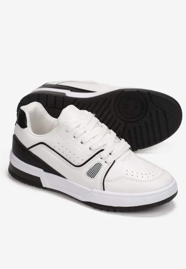 Białe Sneakersy Sznurowane z Ekoskóry Kella