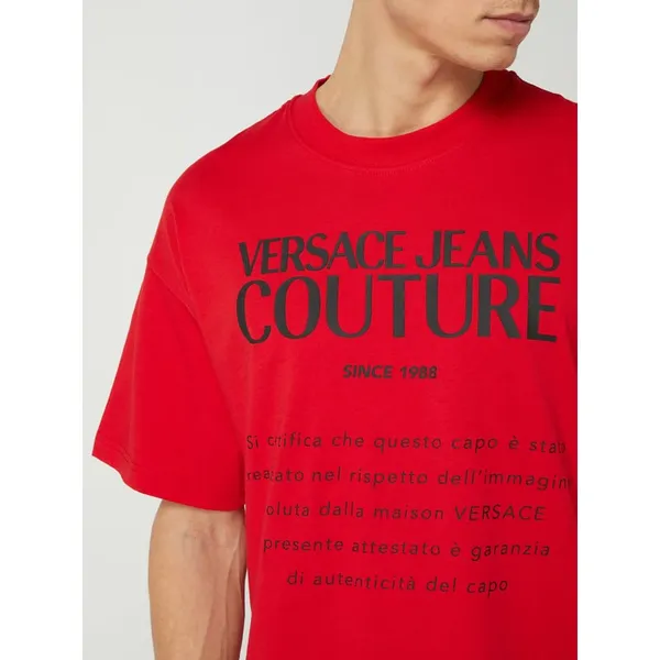 Versace Jeans Couture T-shirt z bawełny z nadrukiem z logo