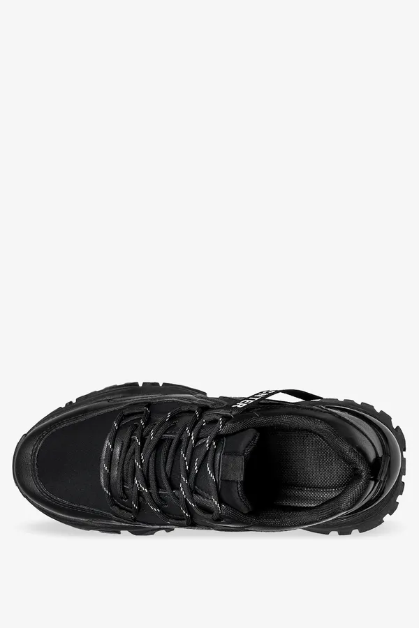 Czarne sneakersy na platformie damskie buty sportowe sznurowane casu bl367p