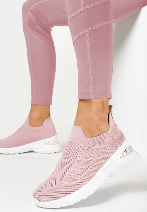 Różowe Sneakersy na Grubej Podeszwie z Elastyczną Cholewką Jordanne