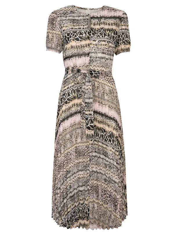 Sukienka z plisowanym dołem w drobny nadruk