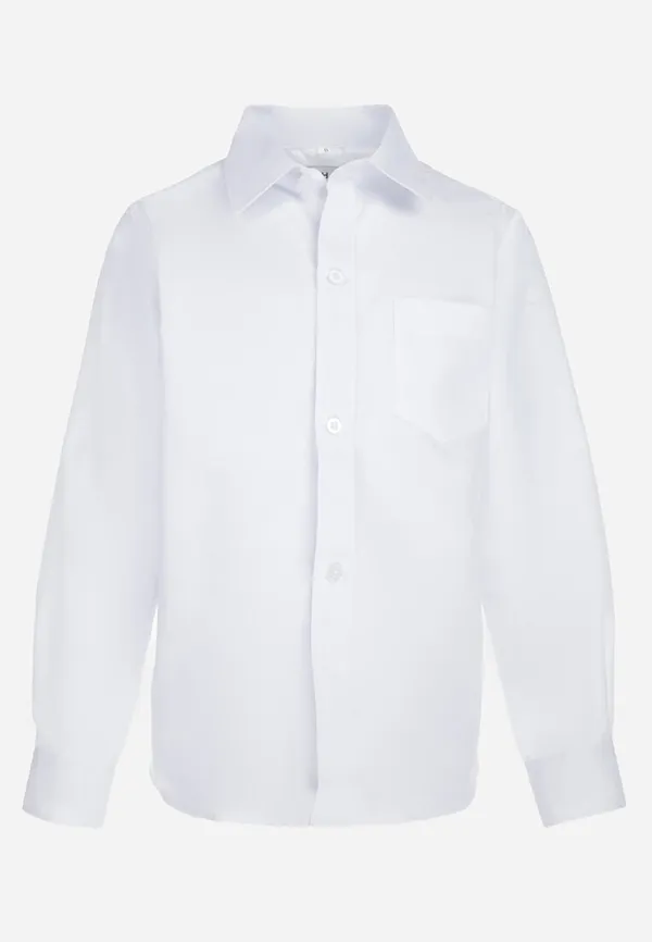 Biała Koszula z Krótkim Rękawem i Naszytą Kieszonką Lanyros