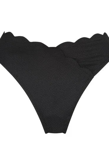 Hunkemöller Scallop wysoko wycięte majtki bikini Czarny