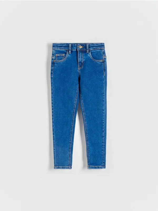 Jeansy o dopasowanym fasonie, wykonane z bawełnianej tkaniny z dodatkiem elastycznych włókien. - granatowy