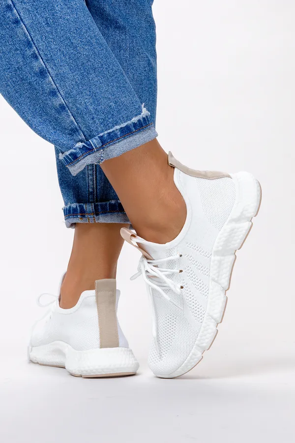Białe sneakersy na platformie buty sportowe sznurowane casu yf608-63