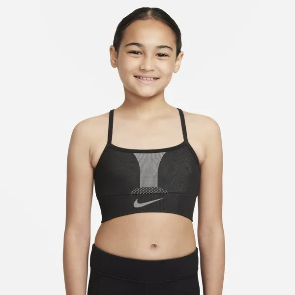 Stanik sportowy dla dużych dzieci (dziewcząt) Nike Dri-FIT Indy - Czerń