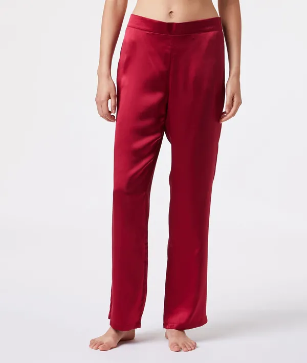 Pearly Pantalon De Pyjama En Soie - Czerwony