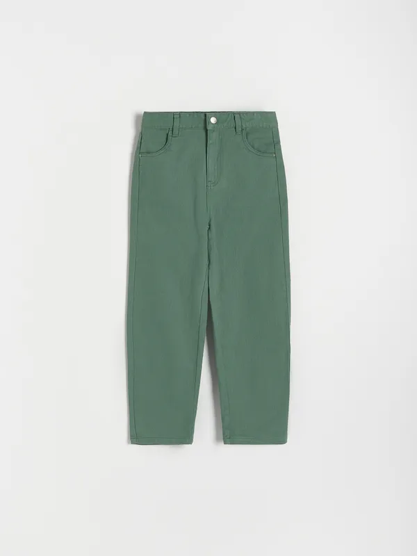 Bawełniane spodnie straight - Zielony