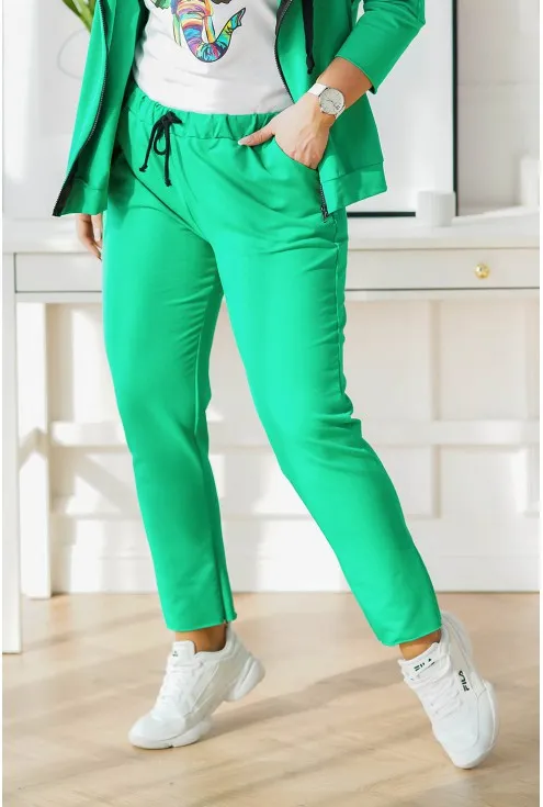 Zielony dres plus size z rozpinaną bluzą - zestaw - COURTNEY