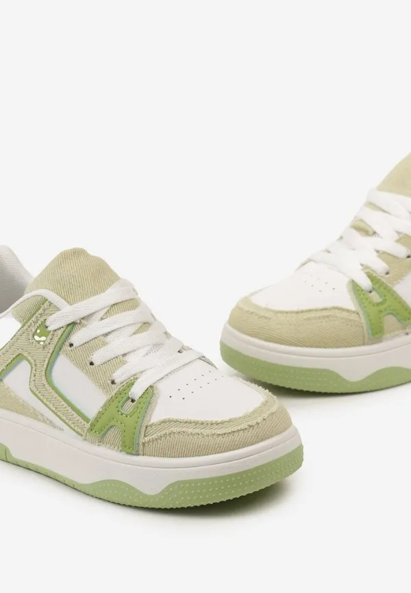 Zielone Sneakersy Ozdobione Jeansowymi Naszywkami Cliome