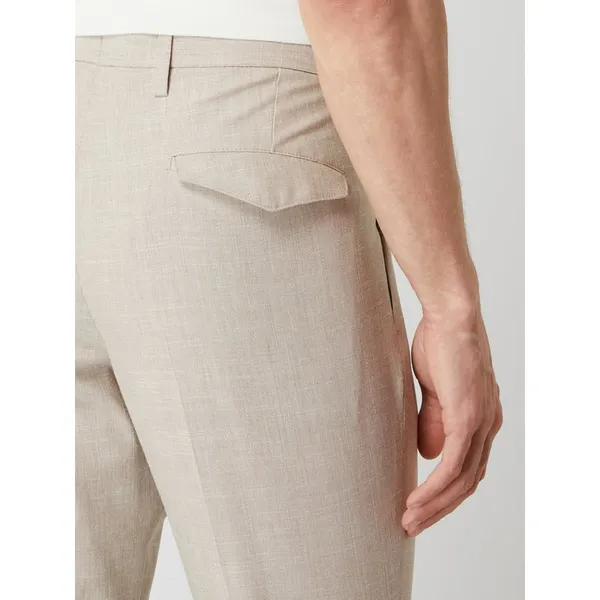 Hiltl Spodnie z zakładkami w pasie o kroju regular fit z dodatkiem lnu model ‘Tarmac’