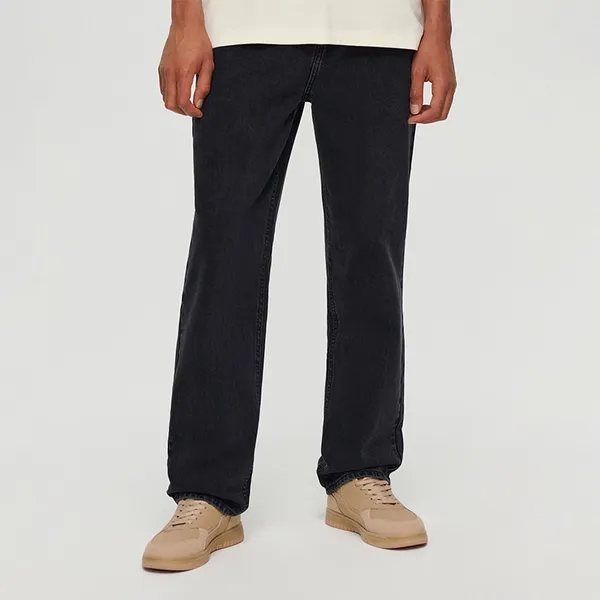 Czarne jeansy straight fit - Czarny