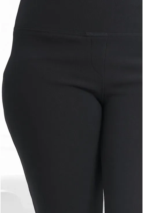 POLSKIE czarne legginsy plus size z pionowym prążkiem PUSH-UP - NOREEN
