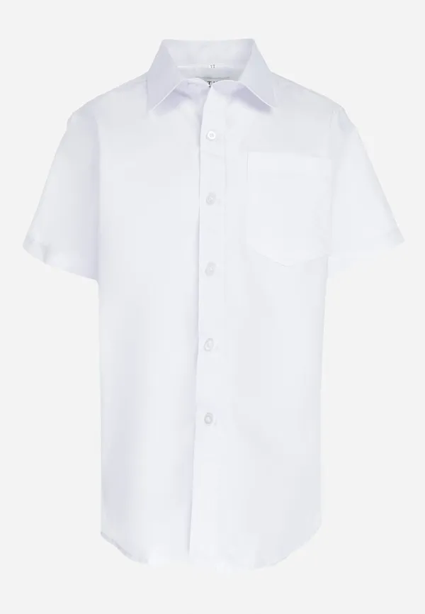 Biała Elegancka Koszula z Krótkim Rękawem i Kieszonką Fineos