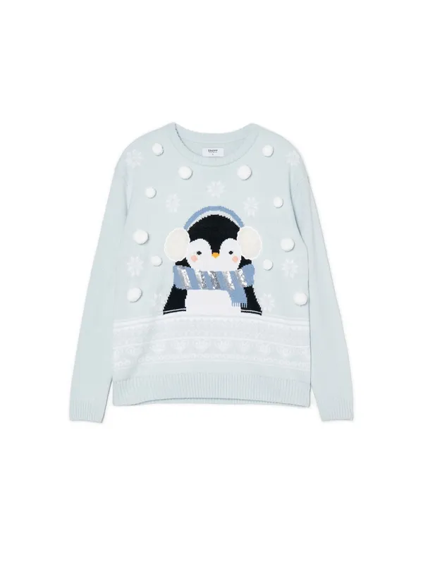 Świąteczny sweter z pingwinkiem