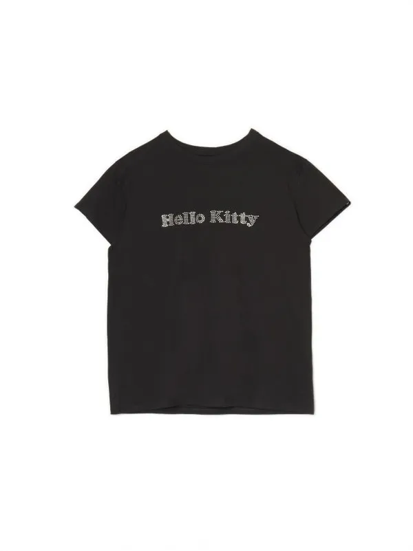 Czarny t-shirt z cyrkoniami Hello Kitty