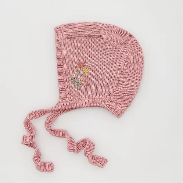 Bawełniana czapka z wiązaniem - Różowy