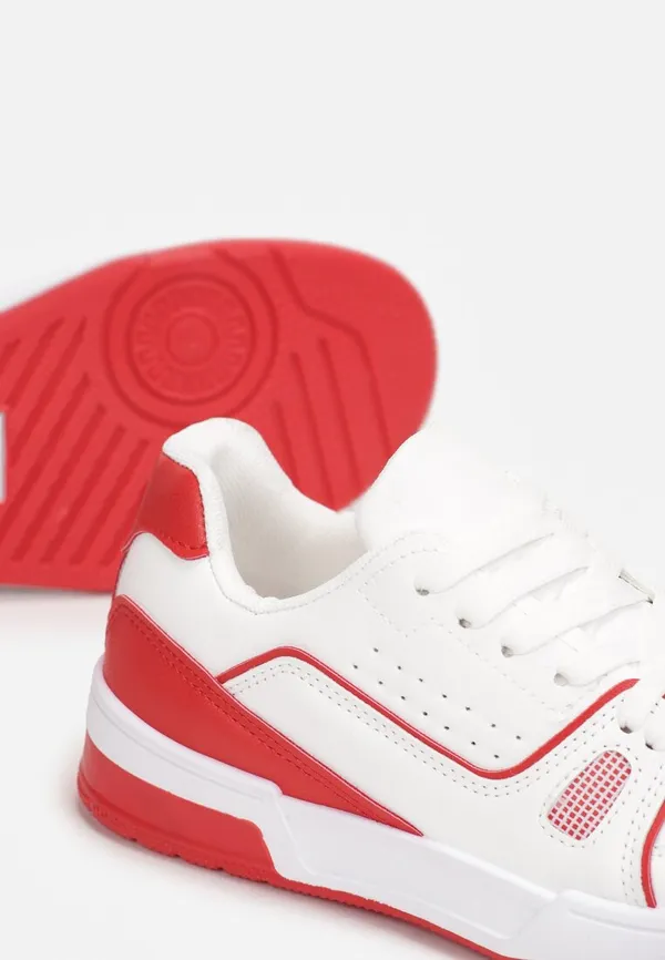 Czerwone Sneakersy Sznurowane z Ekoskóry Kella