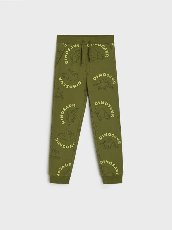 Spodnie dresowe typu jogger wykonane z wygodnej, bawełnianej dzianiny. - khaki