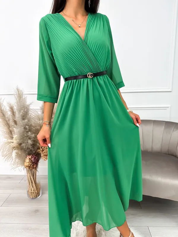 Zielona Sukienka z Paskiem