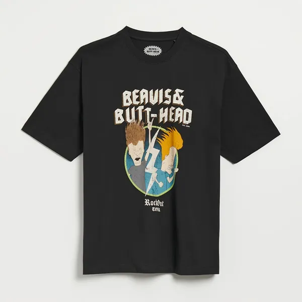 Czarna koszulka z nadrukiem Beavis and Butt-Head - Czarny