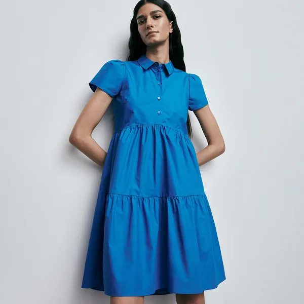 Koszulowa sukienka - Niebieski