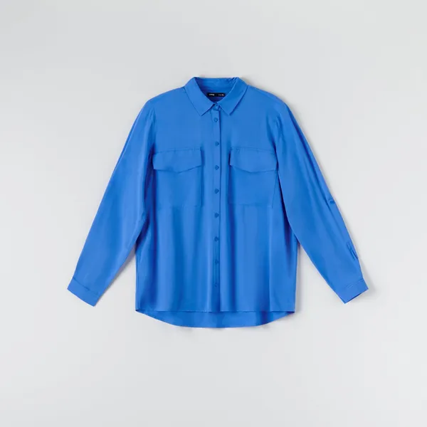 Koszula regular z wiskozy - Niebieski