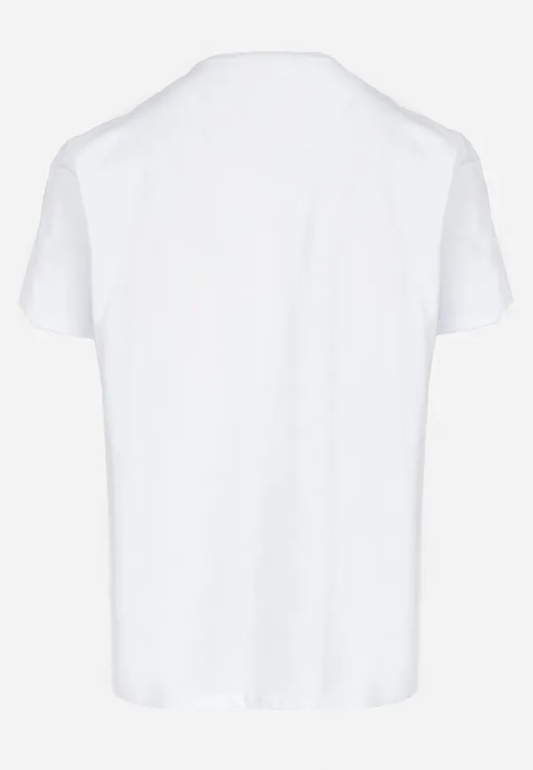 Biała Koszulka z Krótkim Rękawem i Nadrukowanym Napisem Evelon